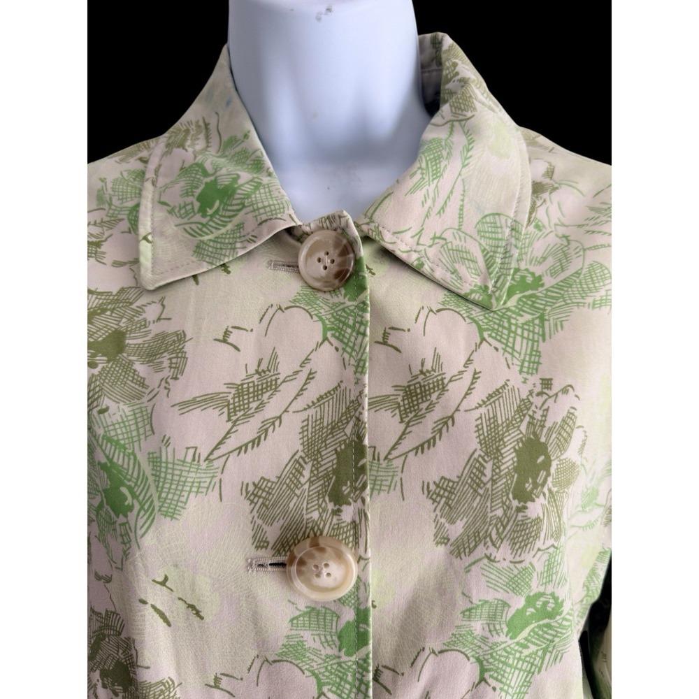 VTG Trench Coat Old Navy M Floral Ivory Botanical Toile Spring Lined Pockets Y2K - Picture 5 of 13